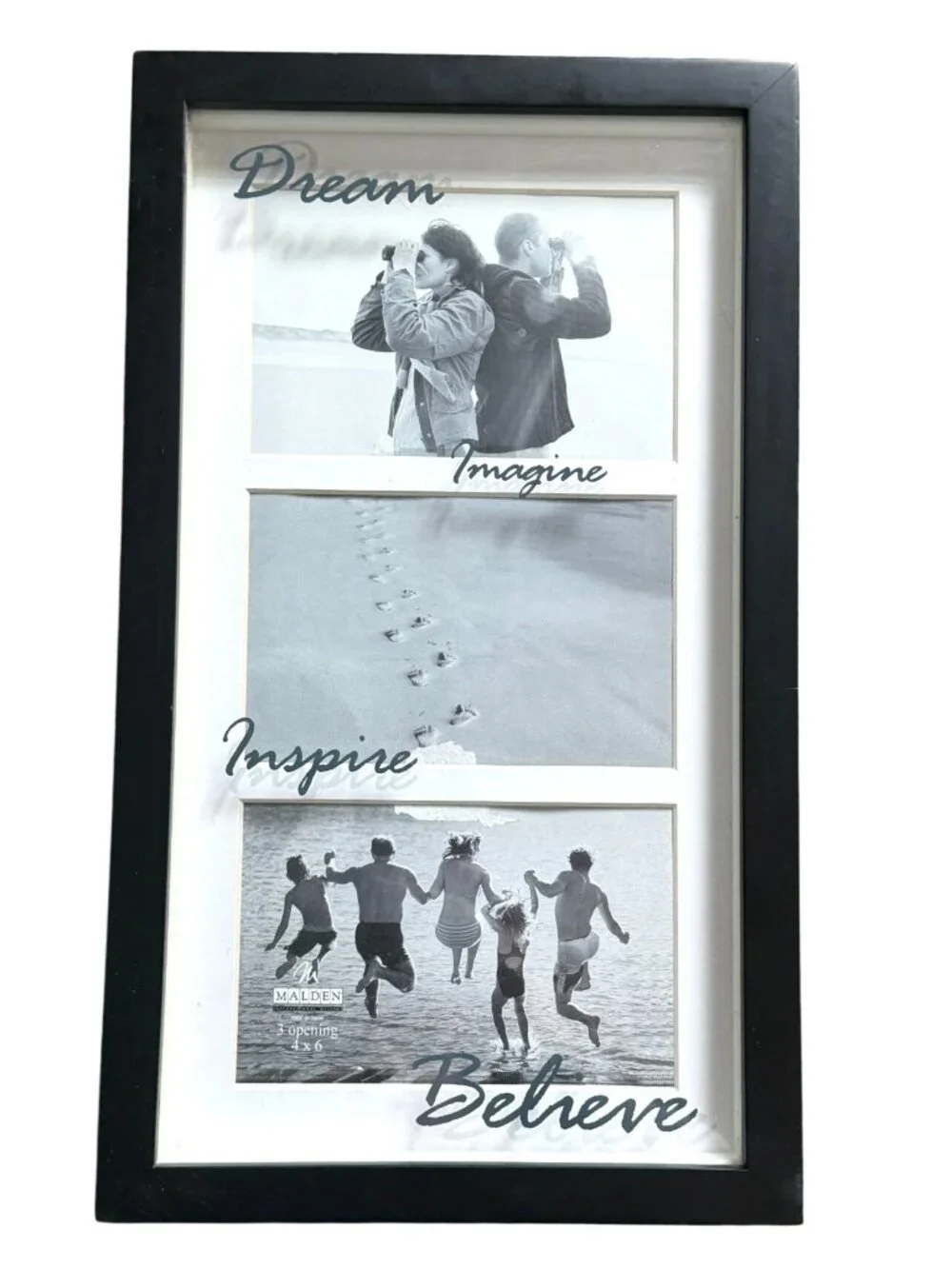 Malden International Designs 3-Opening Black Wood Picture Frame-3 4x6 Photos.